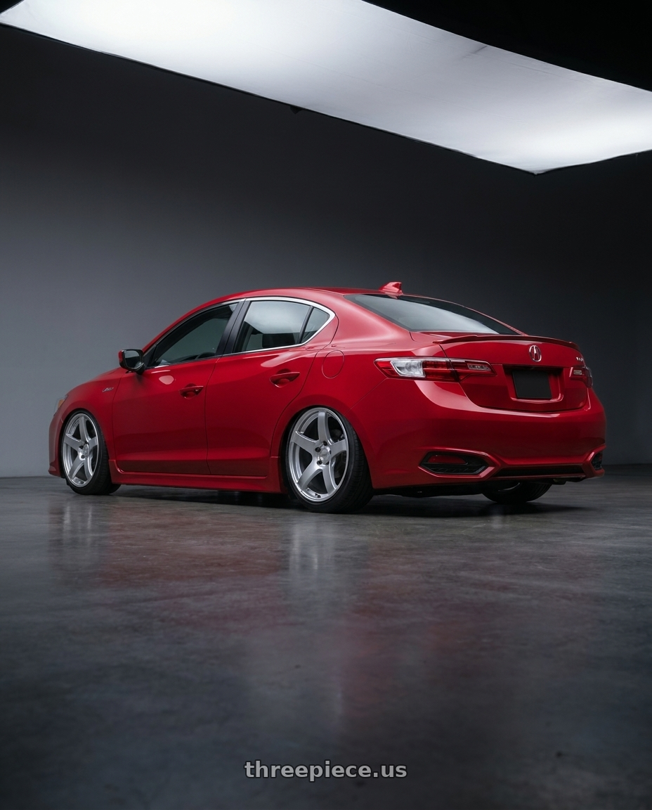 2012 Acura ILX with Ssr Gtv01 5x114.3 18x9+35  GLARE SILVER wheels rear three quarter view slight stretch tires