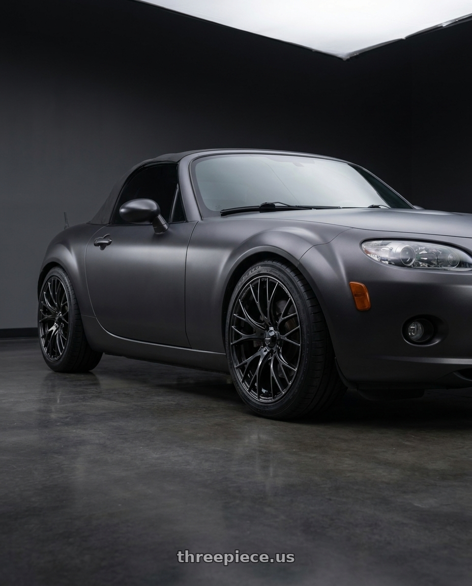 2007 Mazda Miata MX-5 with WedsSport SA-20R 5x114.3 17x7.5+45 Weds Black Clear wheels