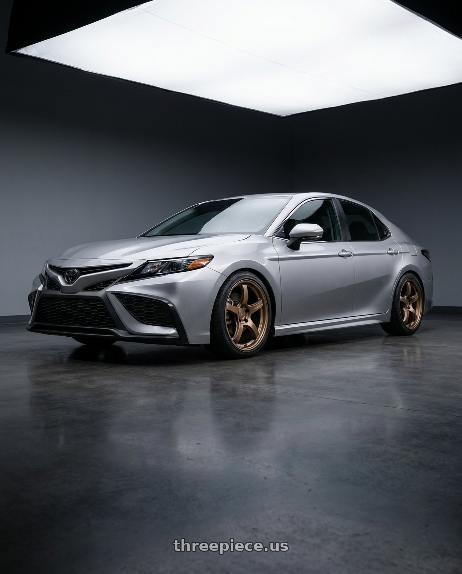 2023 Toyota Camry SE Silver with Gram Lights 57CR 5x114.3 18x9.5+38 Bronze II wheels