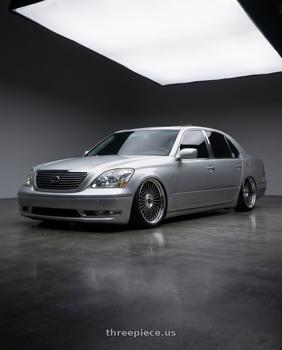 2004 lexus ls430 with Work Emitz Black Polish 5x114.3 19x9.0 +38 wheels