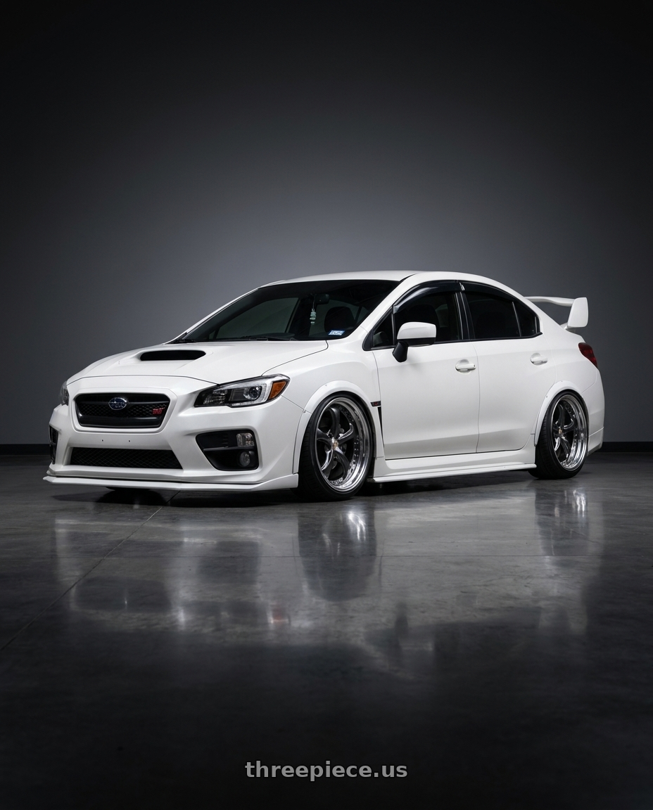 2018 Subaru WRX sti with Work Wheels VS-KF 5X114.3 19x10.5+9 Brilliant Silver Black A Disk FULL REVERSE wheels