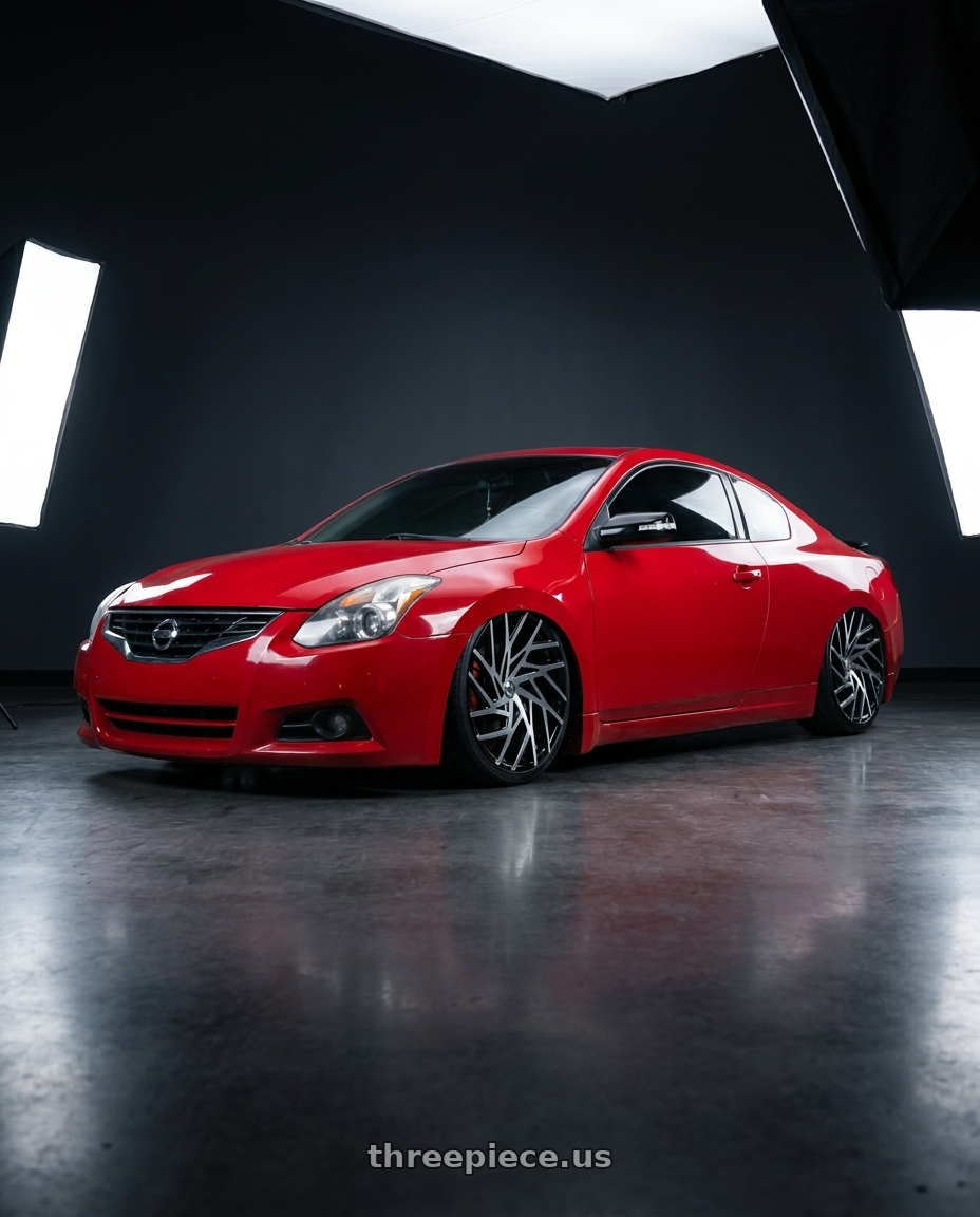 2010 Nissan Altima Coupe S with Azara AZA-518 5x110 / 5x114.3 20x8.5 +35 Gloss Black & Machined wheels