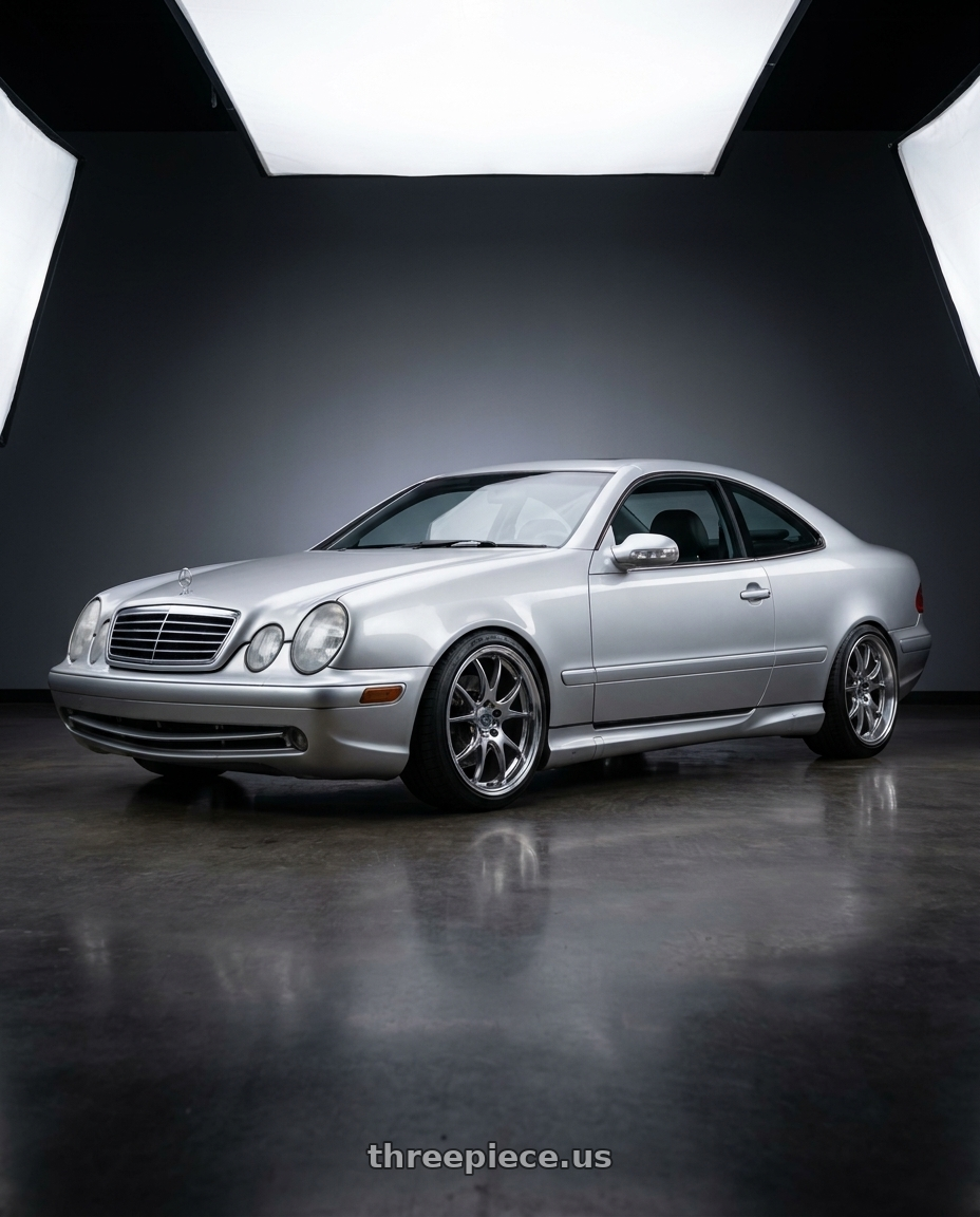 1999 Mercedes CLK320 with Homura 2X5RA 5x114.3 20x8.5+38 Grace Silver / Rim DMC wheels