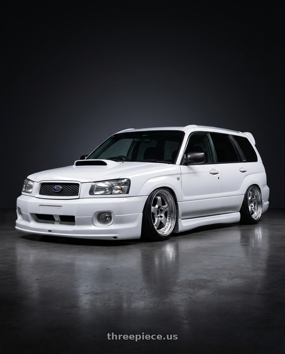 2002 subaru forester with Work Meister S1 3P 5x100 17x7+36 W Disk Silver wheels