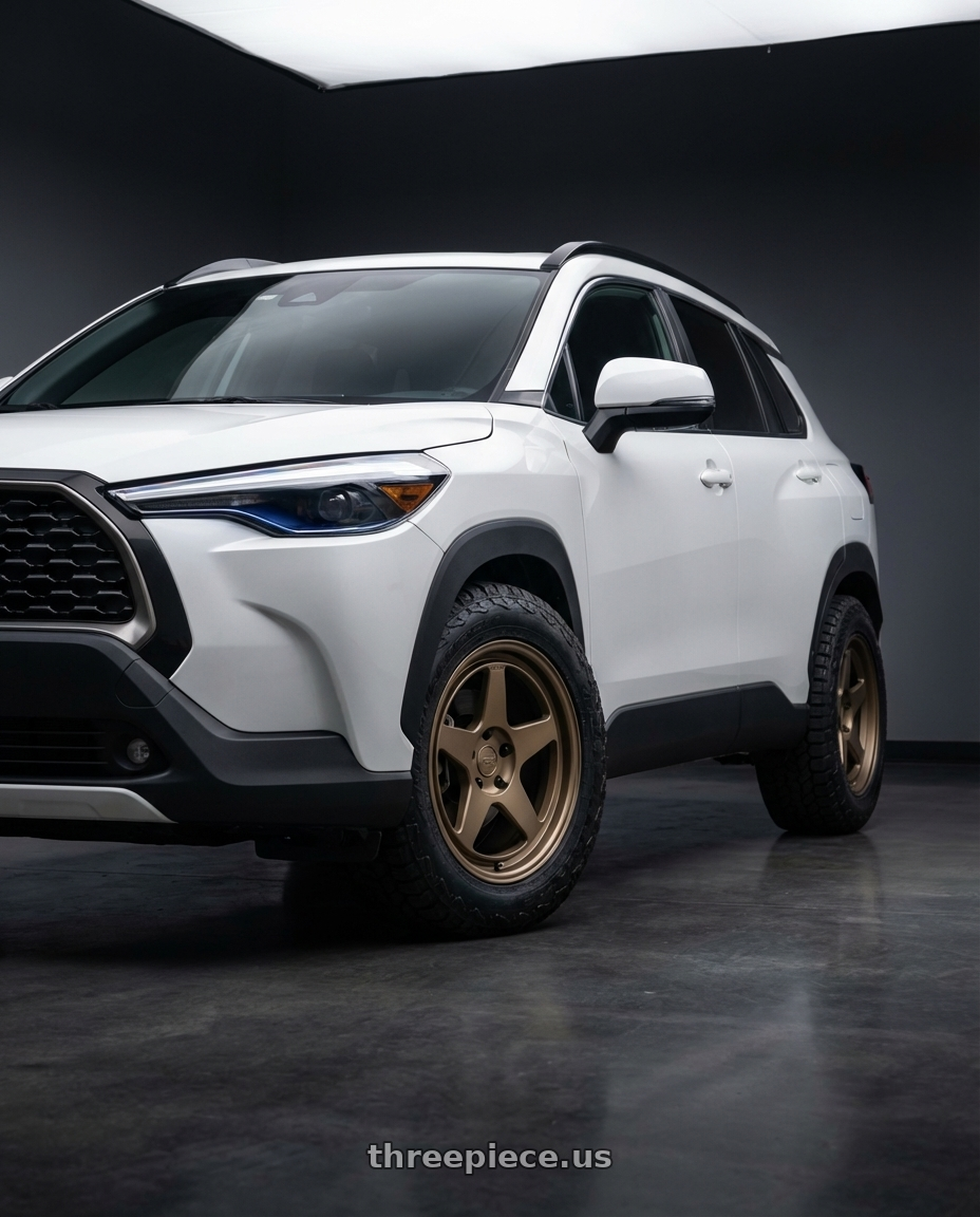 2023 Toyota Corolla Cross XSE Hybrid with Kansei K12B KNP 5x114.3 17x9 22 Bronze wheels