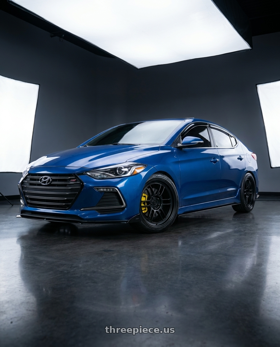 2018 Hyundai elantra sport blue with Enkei RPF1 5x114.3 18x8.5+30 Matte Black wheels