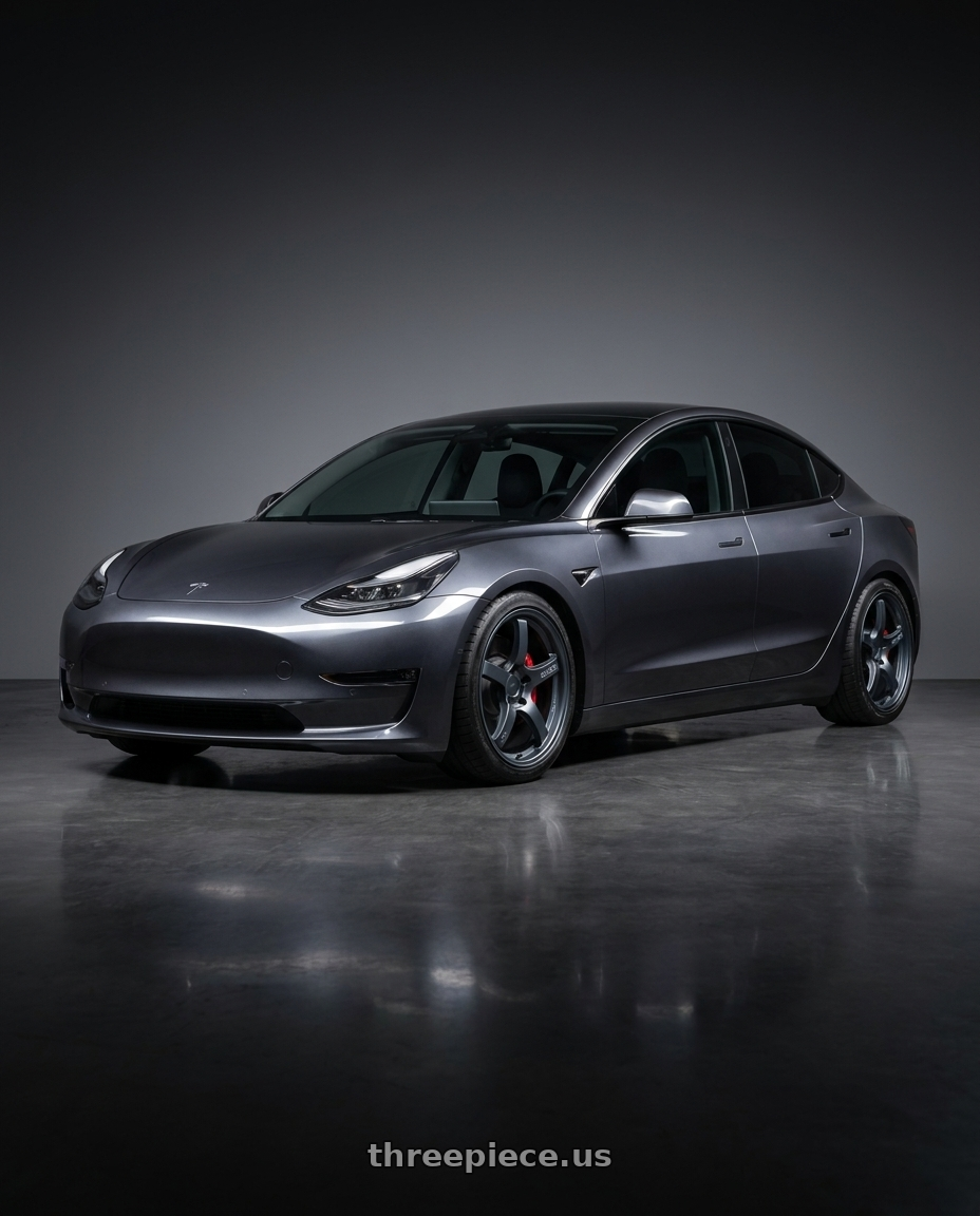 2023 Tesla Model 3 Performance with Gram Lights 57CR 5x114.3 19x9.5+25 Gunblue II wheels