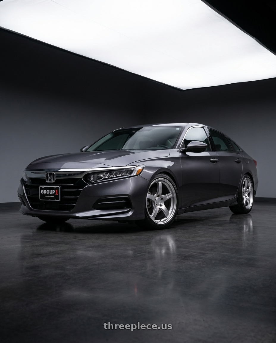 2019 honda accord lx with Gram Lights 57CR 5x114.3 18x9.5+38 Grace Silver wheels