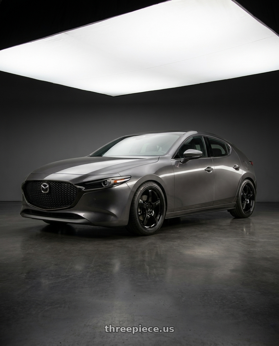 2020 Mazda 3 Hb with Gram Lights 57CR 5x100 18x9.5+38 Glossy Black wheels