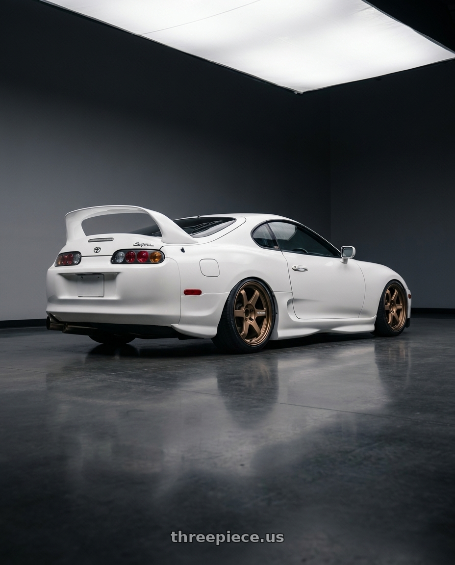 1998 Toyota supra  with Volk Racing TE37 Progressive Model 6x139.7 18x9+0 Large PCD wheels rear three quarter view slight stretch tires