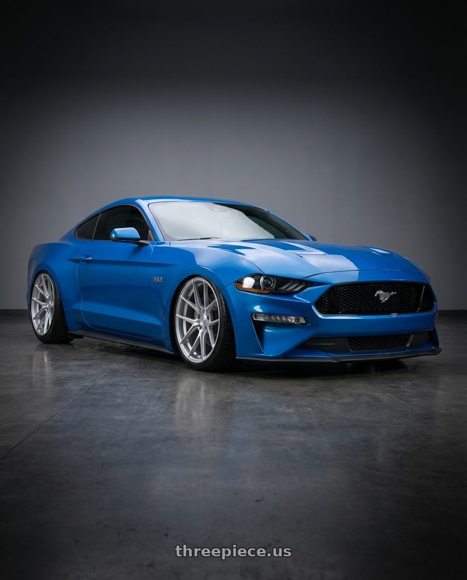 2022 Ford Mustang GT with Aodhan AFF3 5x114.3 20x9+32 Gloss Silver Machined Face wheels