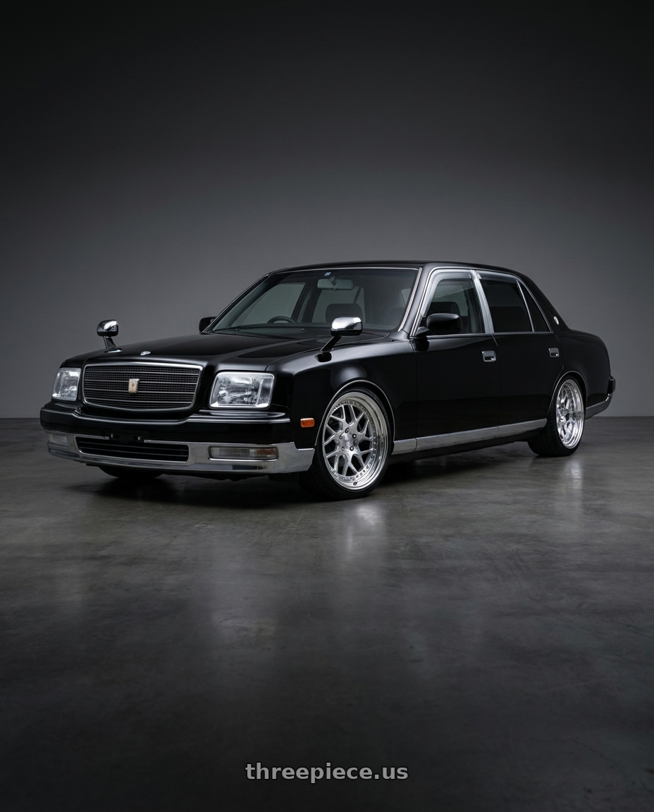 2000 Toyota Century with Work Gran Seeker Ccx 5x114.3 19x10.5+25 A Disk Machined Silver Polish wheels