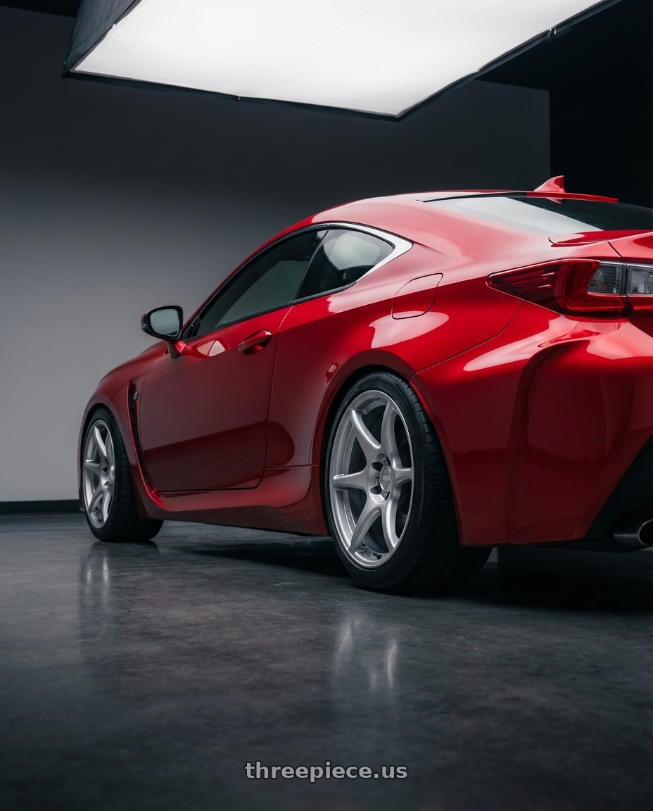 2018 Lexus RC F with Kansei K11S Tandem 5x114.3 19x9.5 12 Hyper Silver wheels rear three quarter view square tires