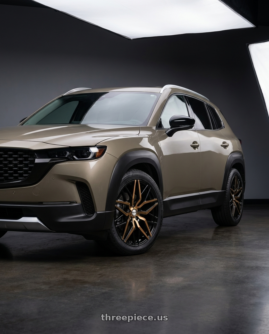 2026 Mazda CX50 Turbo with Shift Spring 5x114.3 18x8 +35 Black Machined Bronze wheels