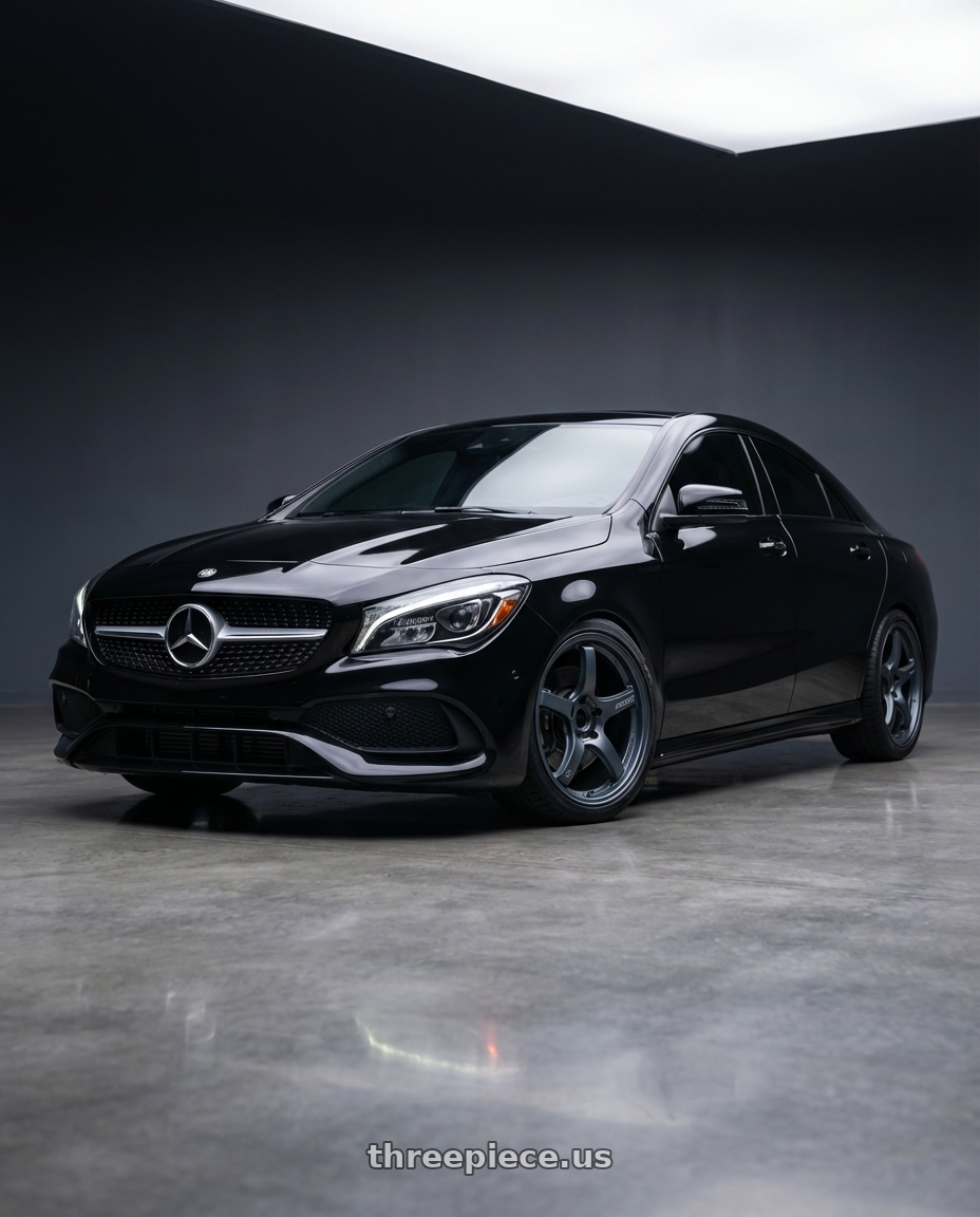 2018 Mercedes-Benz CLA C117 with Gram Lights 57CR 5x112 19x10.5+35 Gunblue II wheels