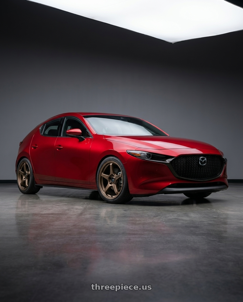 2026 Mazda 3 hatchback soul red with Enkei TS-5 5x114.3 18x8.5+38 Bronze wheels