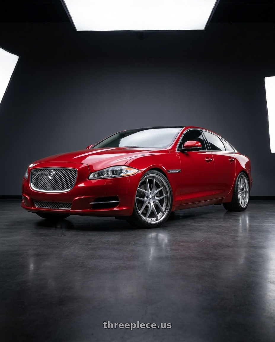 2014 Jaguar xjl red with XIX Wheels XIX 61 5x112 20x10 +40 Silver Machined with Stainless Steel Lip wheels
