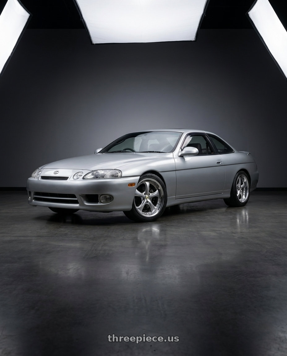 2000 Lexus SC300 with Work Wheels VS-KF 5x115 18x9+41 Light Grey Silver L Disk FULL REVERSE wheels