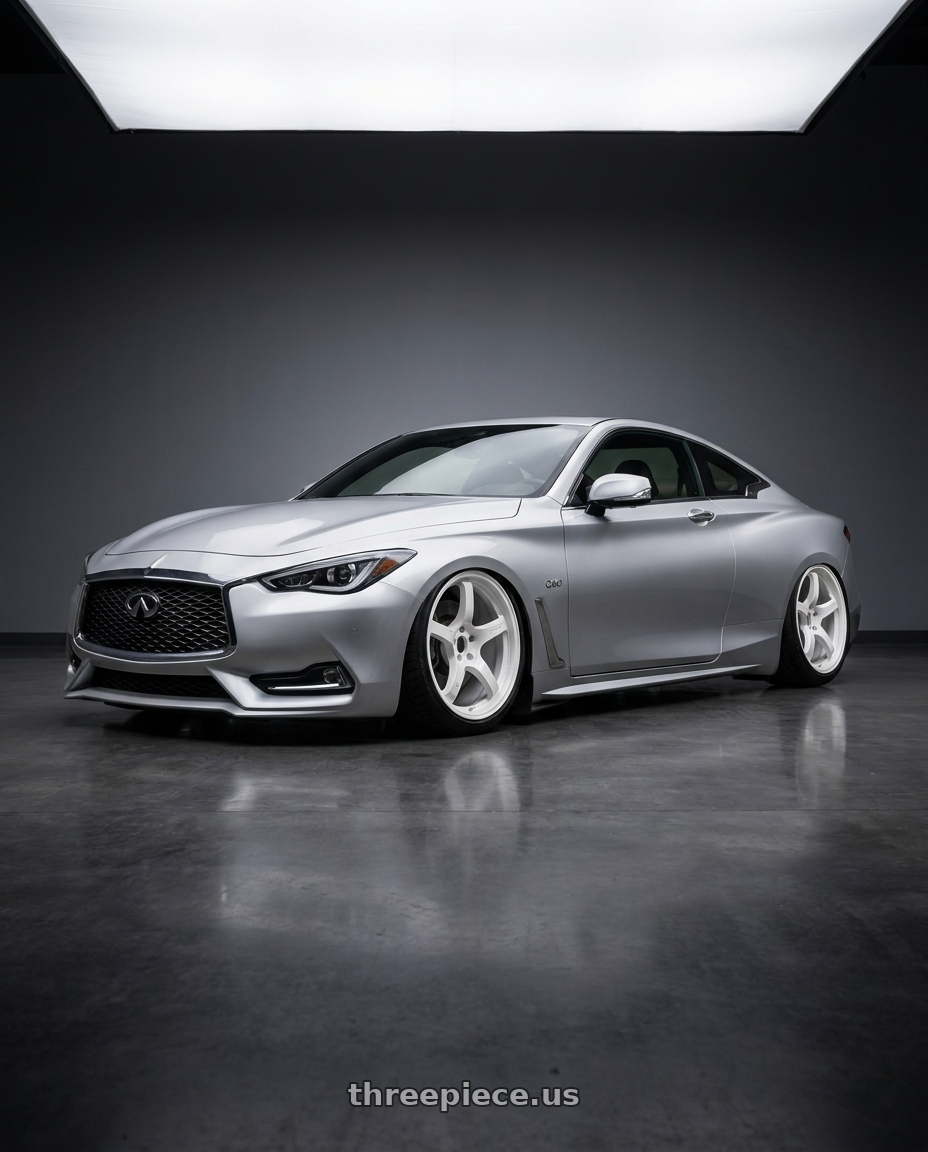 2020 Infiniti Q60 with Gram Lights 57CR 5x114.3 19x9.5+45 Ceramic Pearl wheels