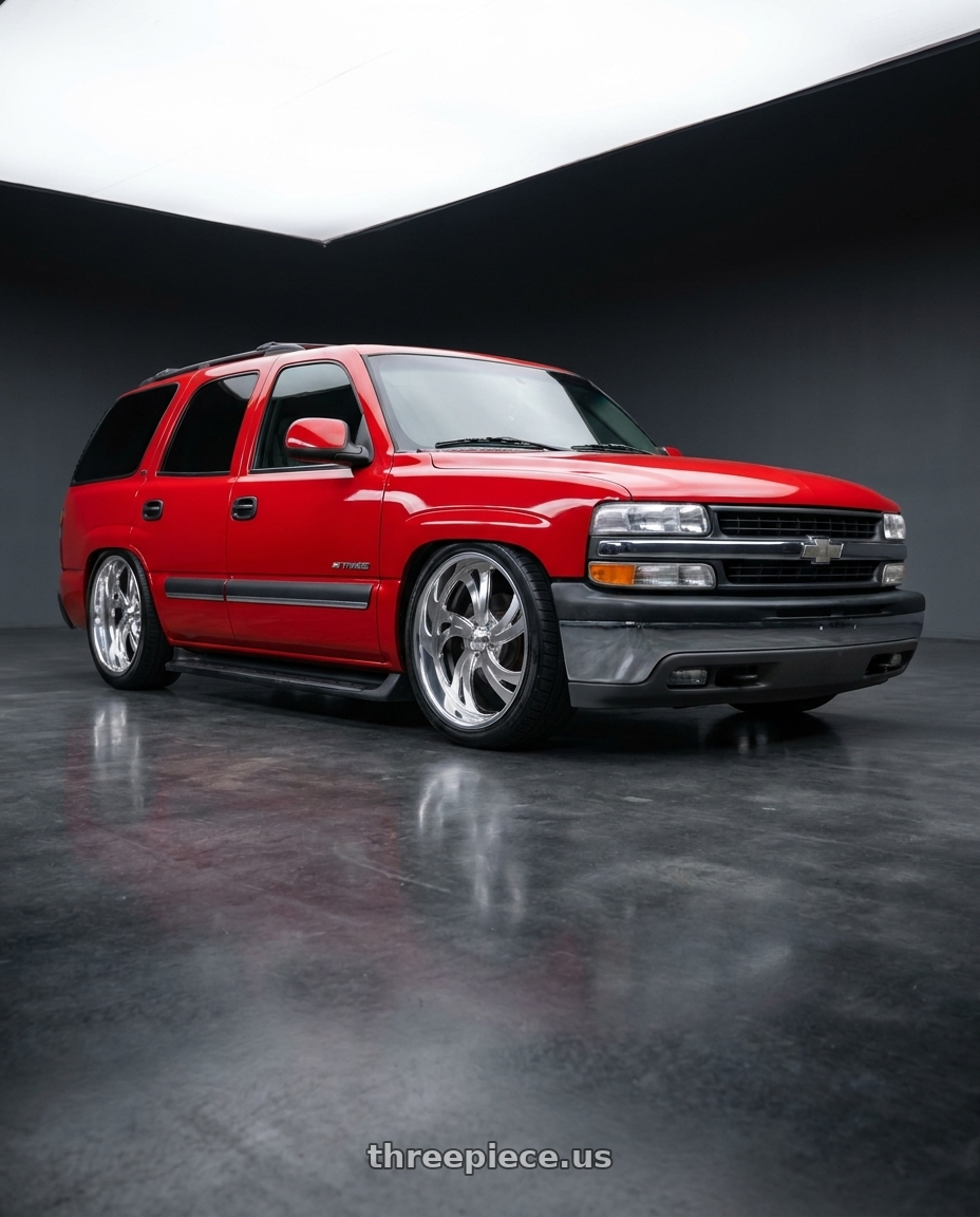 2002 chevy Tahoe with US Mag 1PC KOMPRESSOR 5 5x127 20x8 +1 Polished wheels