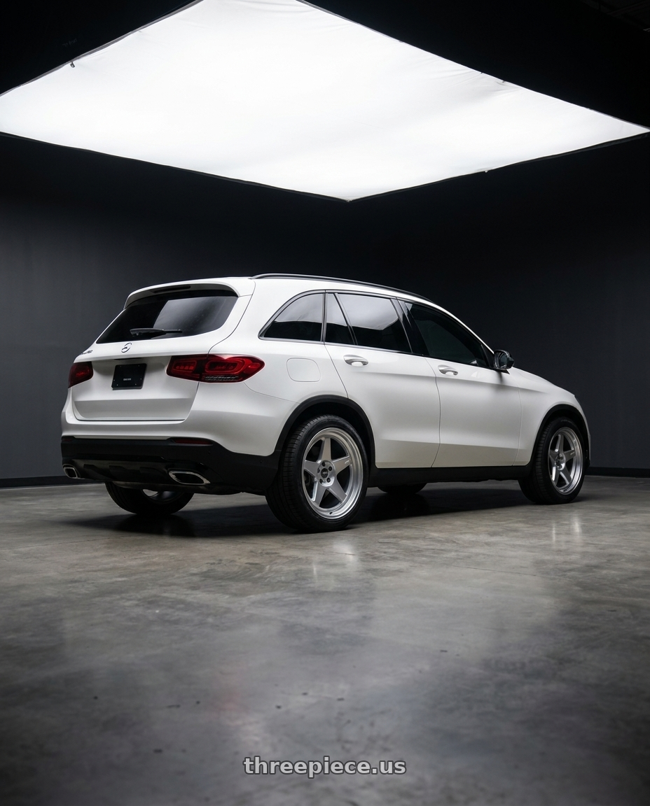 2022 Mercedes GLC300 with ESR Wheels CR SERIES CR5 5x100 18x10.5 +22 Hyper Silver wheels rear three quarter view square tires
