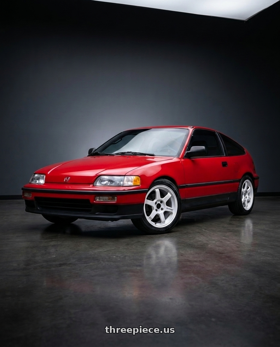 1989 Honda CRX with Work Meister S1 2P 4x100 15x6.5+38 A Disk Silver wheels