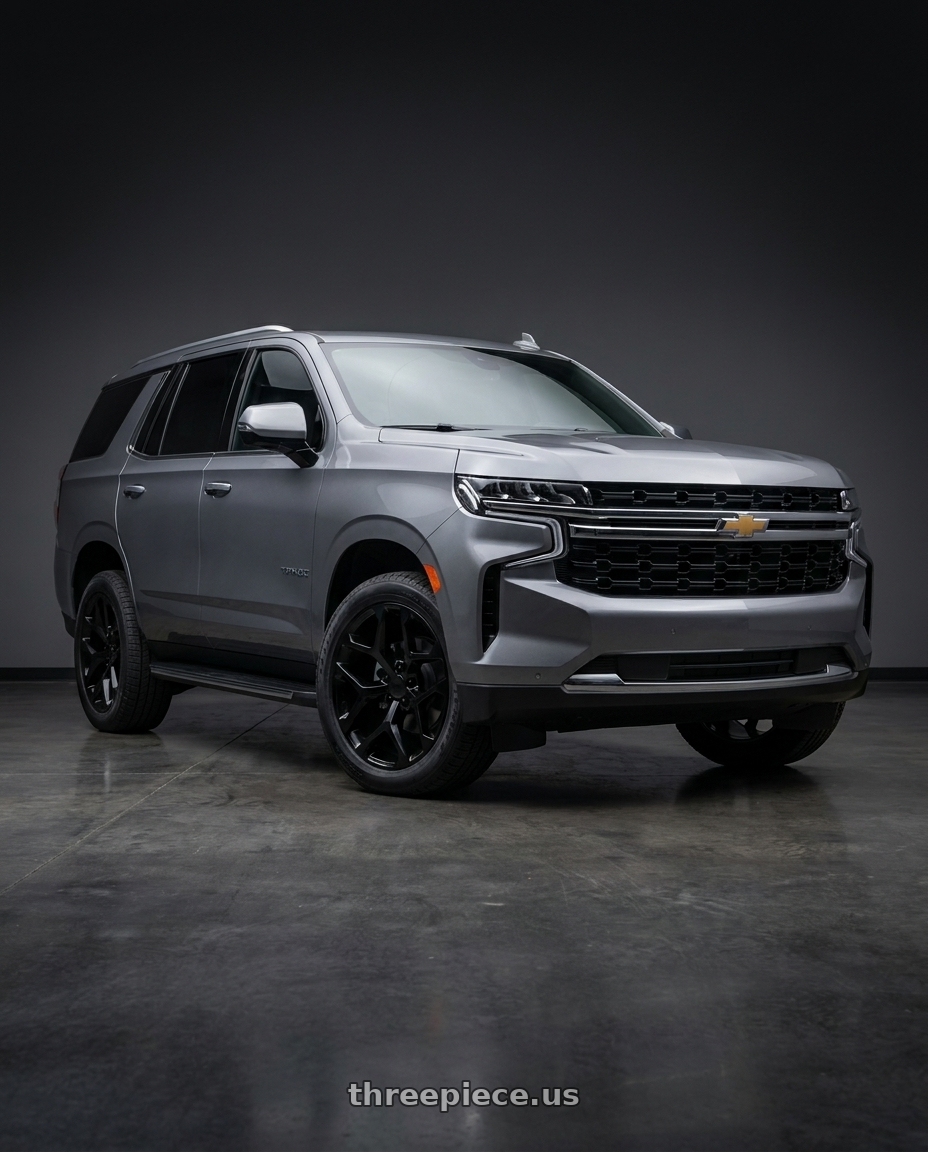 2021 Chevrolet Tahoe LS with REPLICA 348 6X139.7 22x9.5 +30 FULL BLACK wheels
