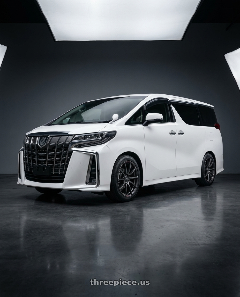 2021 toyota alphard with Volk Racing VERSUS VV21S 5x114.3 18x8 +38 MATTE SUPER DARK GUNMETAL wheels