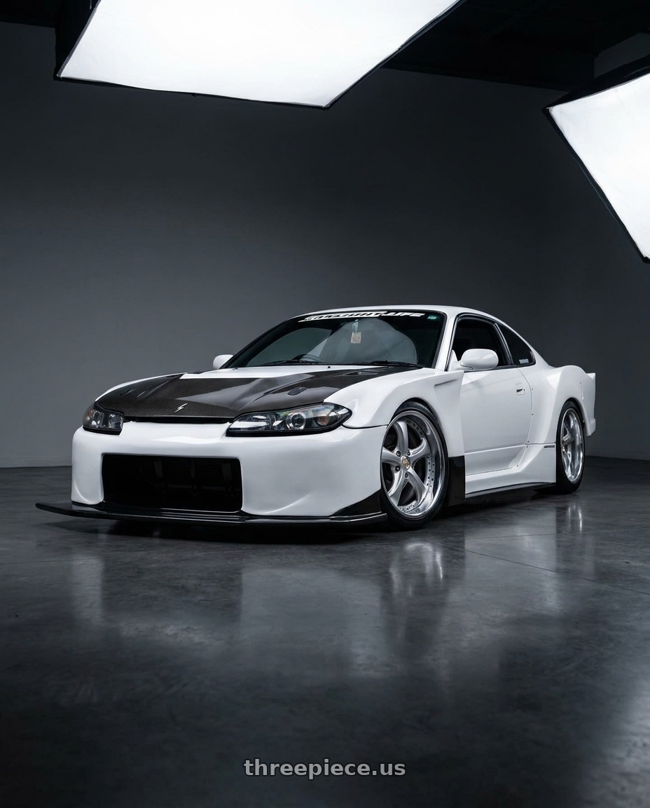 1998 Nissan s15 with Work Wheels VS-KF 5x114.3 18x10+20 Light Grey Silver R Disk FULL REVERSE wheels
