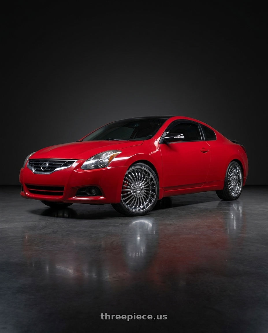 2010 Nissan Altima Coupe with Strada Spina 5x114.3/5x120 22x8.5 +40 Chrome wheels