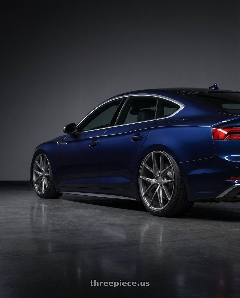 2014 Audi S5 B8 with Niche 1PC M116 MISANO 5X112 20X9 +26 MATTE GUN METAL wheels rear three quarter view slight stretch tires