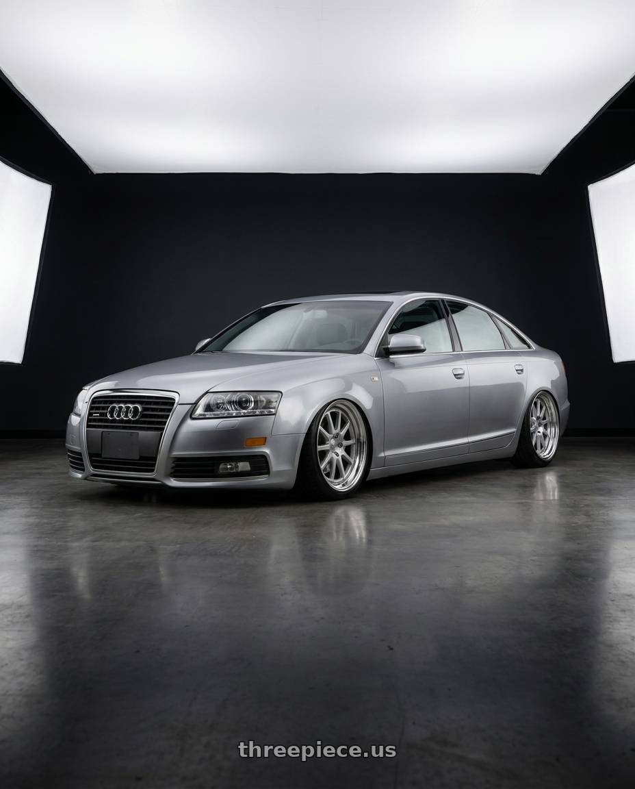 2010 Audi a6 with Work Seeker Fx 4x100 16x6.5+30 A Disk Matte Silver Polish wheels