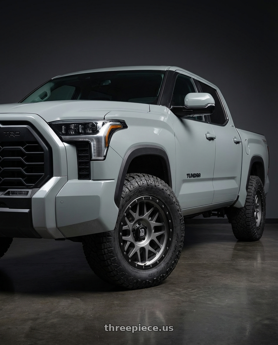 2018 Toyota Tundra with XD XD127 BULLY 5X150 20X9 +18 MATTE GRAY BLACK RING wheels