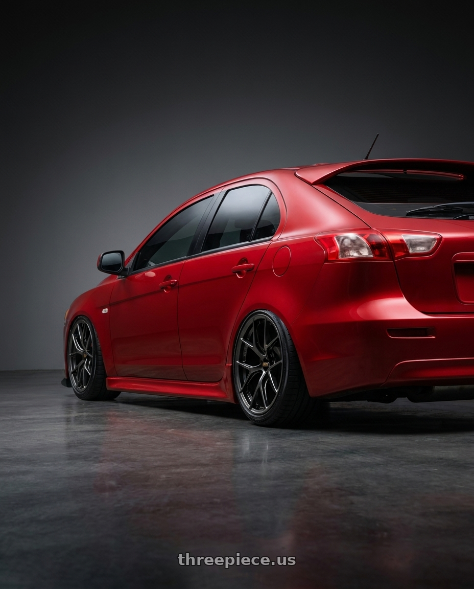 2014 lancer sportback  with BBS FI-R CL 20x9.0+52 Diamond Black wheels rear three quarter view slight stretch tires