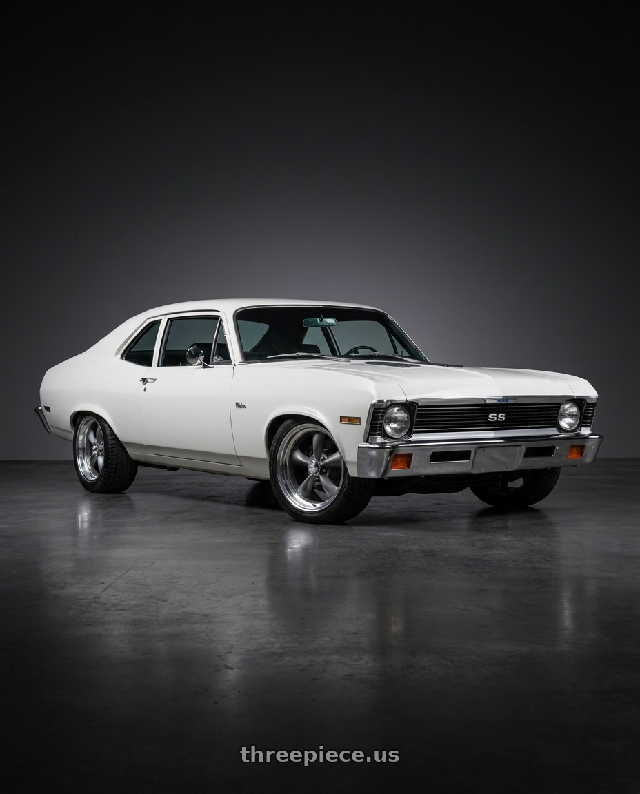 1972 Chevrolet Nova with American Racing Vintage VN215 CLASSIC TORQ THRUST II 5X127 17X9.5 +8 MAG GRAY W/ MACHINED LIP wheels