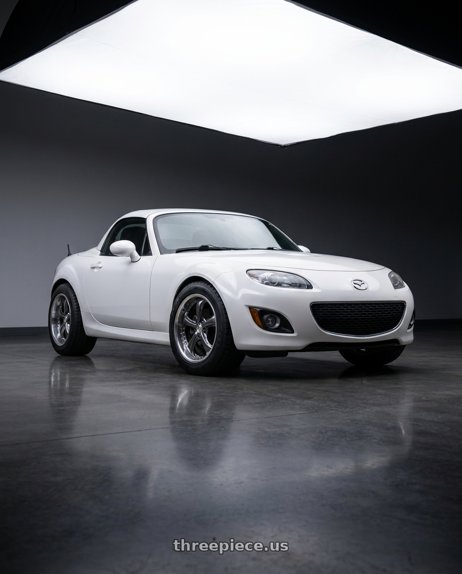 2012 Mazda mx5 with Work Wheels VS-KF 5X114.3 19x8-30 Brilliant Silver Black R Disk FULL REVERSE wheels