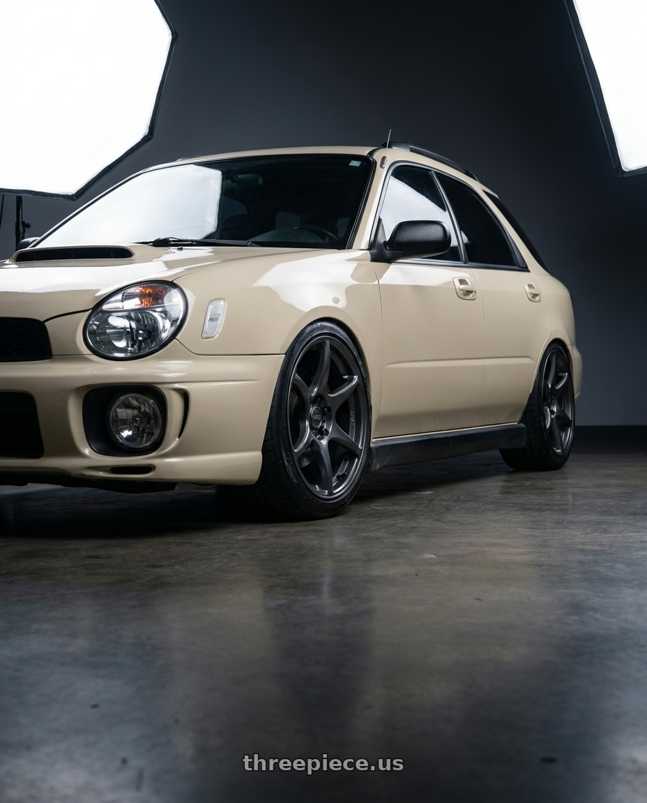 2002 subaru wrx wagon with Kansei K11G Tandem 5X100 18x8.5 35 Gunmetal wheels