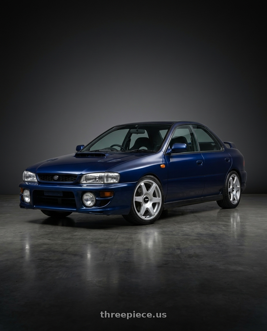 1998 Subaru Impreza Gc8 with Rotiform 1PC R114 SIX 5X100/5X112 18X8.5 +35 GLOSS SILVER wheels