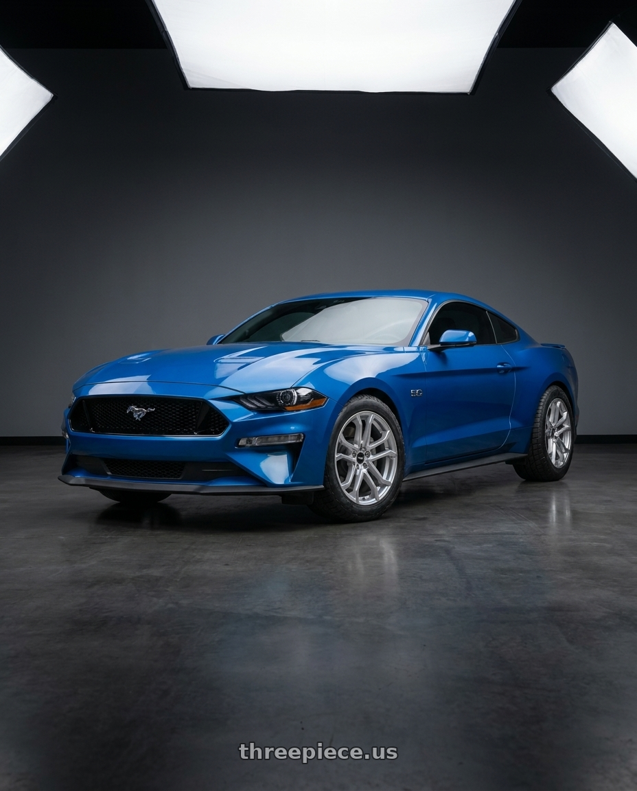 2021 Ford Mustang GT with F1R FS3 5x114 20x9 +35 Machine Silver wheels