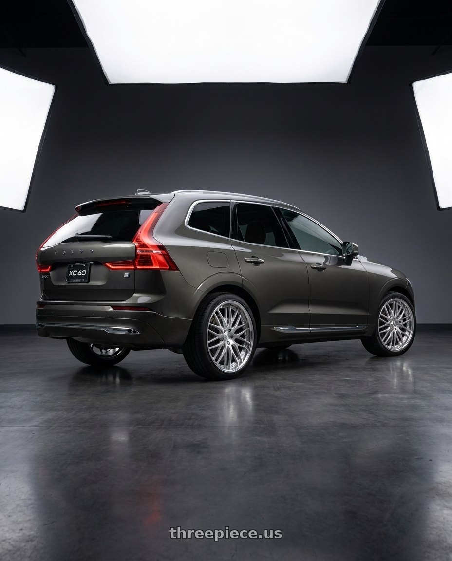 2022 volvo XC60 Inscription with Work Gnosis Gr204 5x108 20x8.5+38 O Disk Composite Buffed And Brushed wheels rear three quarter view square tires