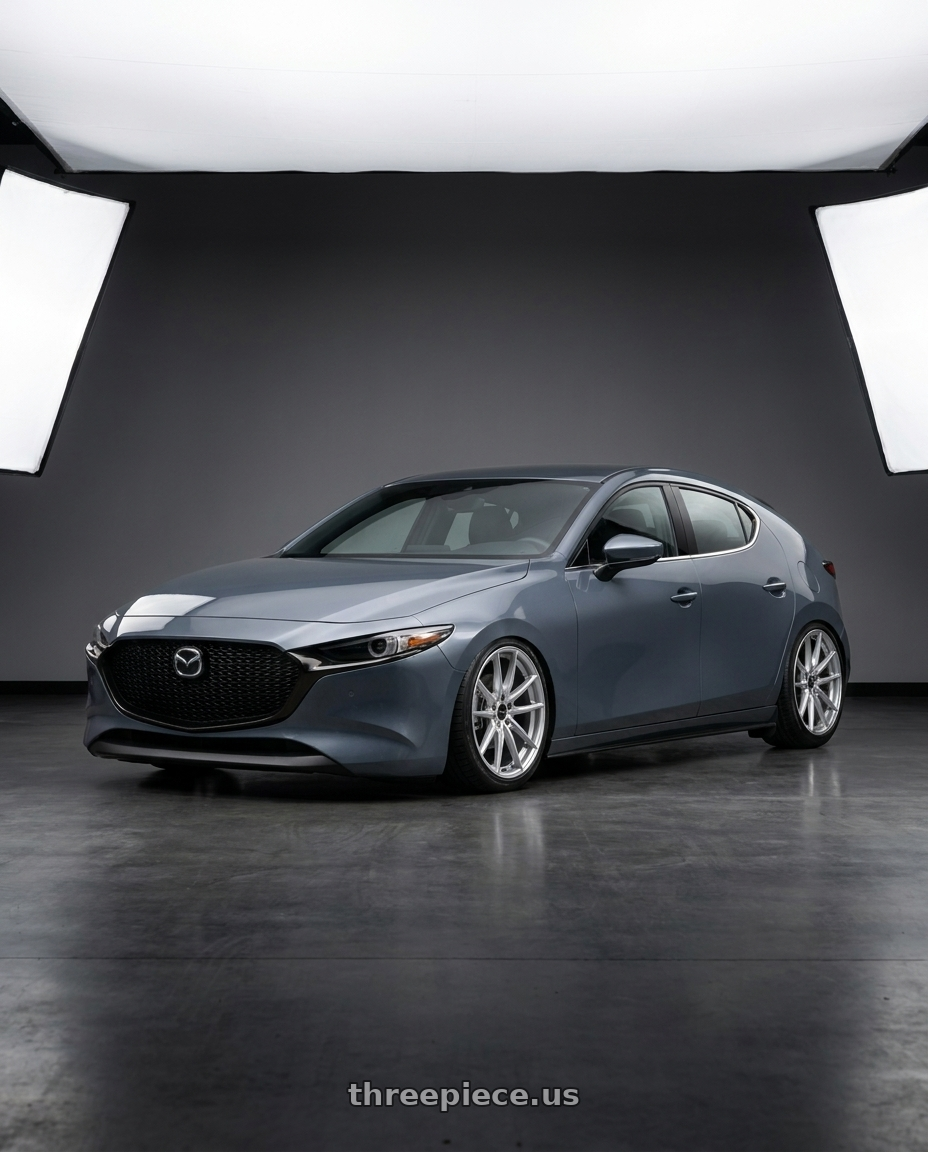 2020 Mazada3 5d with Advanti Racing 80S Hybris 5X120 18x8 +35 Silver with Machined Face wheels