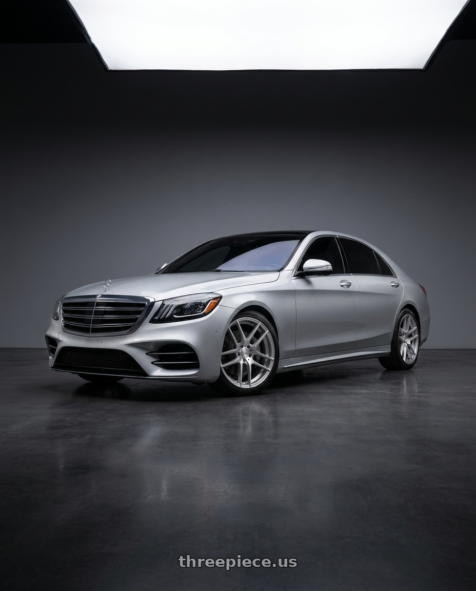 2020 Mercedes S560 4matic sedan with Avant Garde Wheels M510 5X130 21x9 +45 Satin Silver wheels
