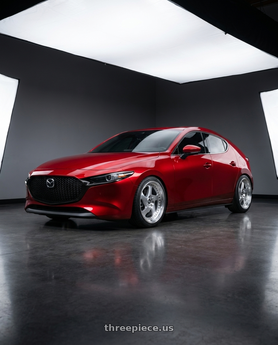 2025 Mazda 3 with MST Wheels MT15 5x114.3 18x9.5 +35 Silver w/Machined Lip wheels