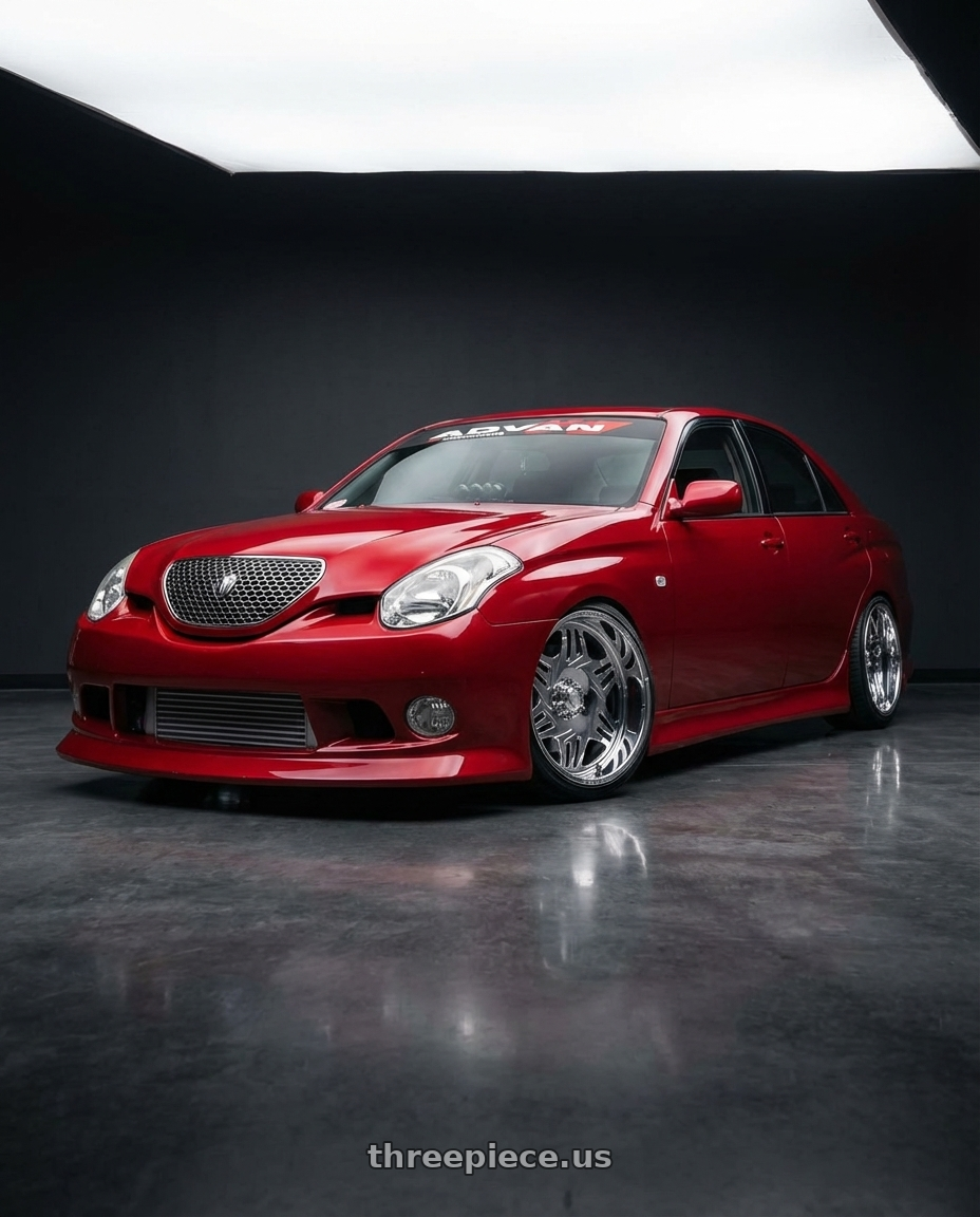 Toyota JZX110 Verossa 2002 Cherry Red with American Truxx Forged Orion ATF1908 8x180 24x14-76 Polished wheels