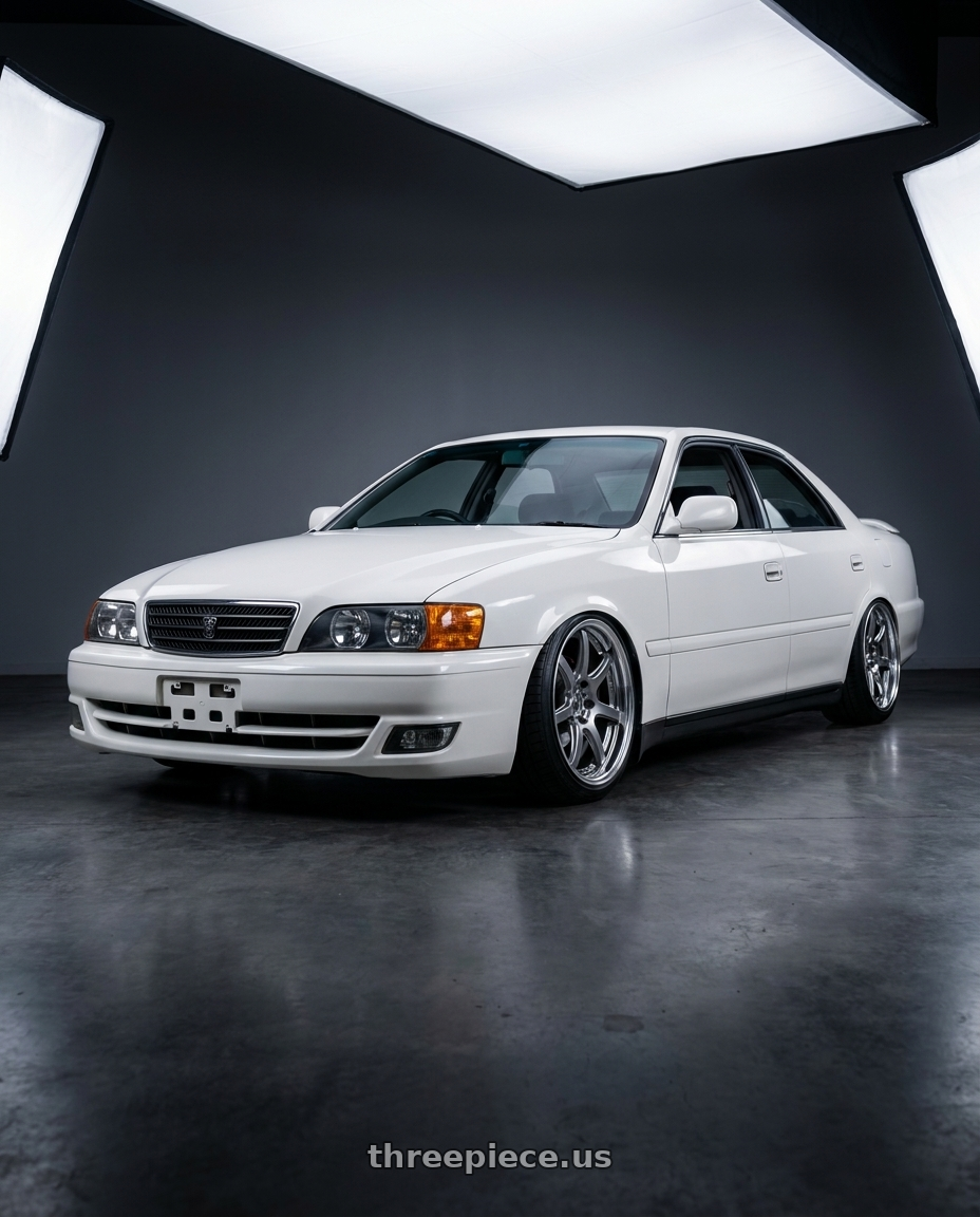 1998 Toyota Chaser with Work T7r 2P 5x114.3 18x9.5 +22 GT SILVER wheels