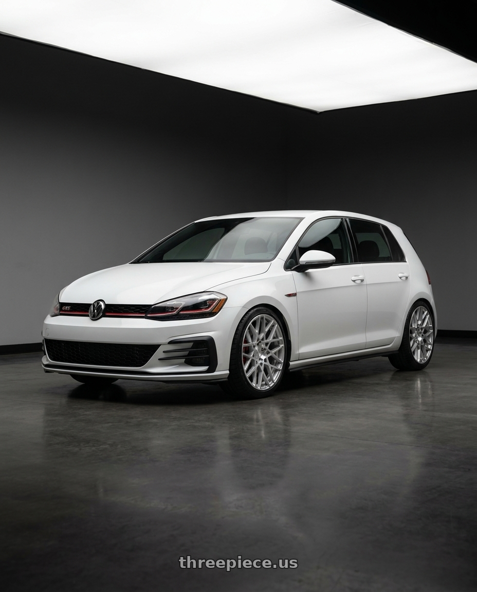2019 Vw Golf Gti with Rotiform 1PC R110 BLQ 5X112 18X8.5 +35 GLOSS SILVER MACHINED wheels