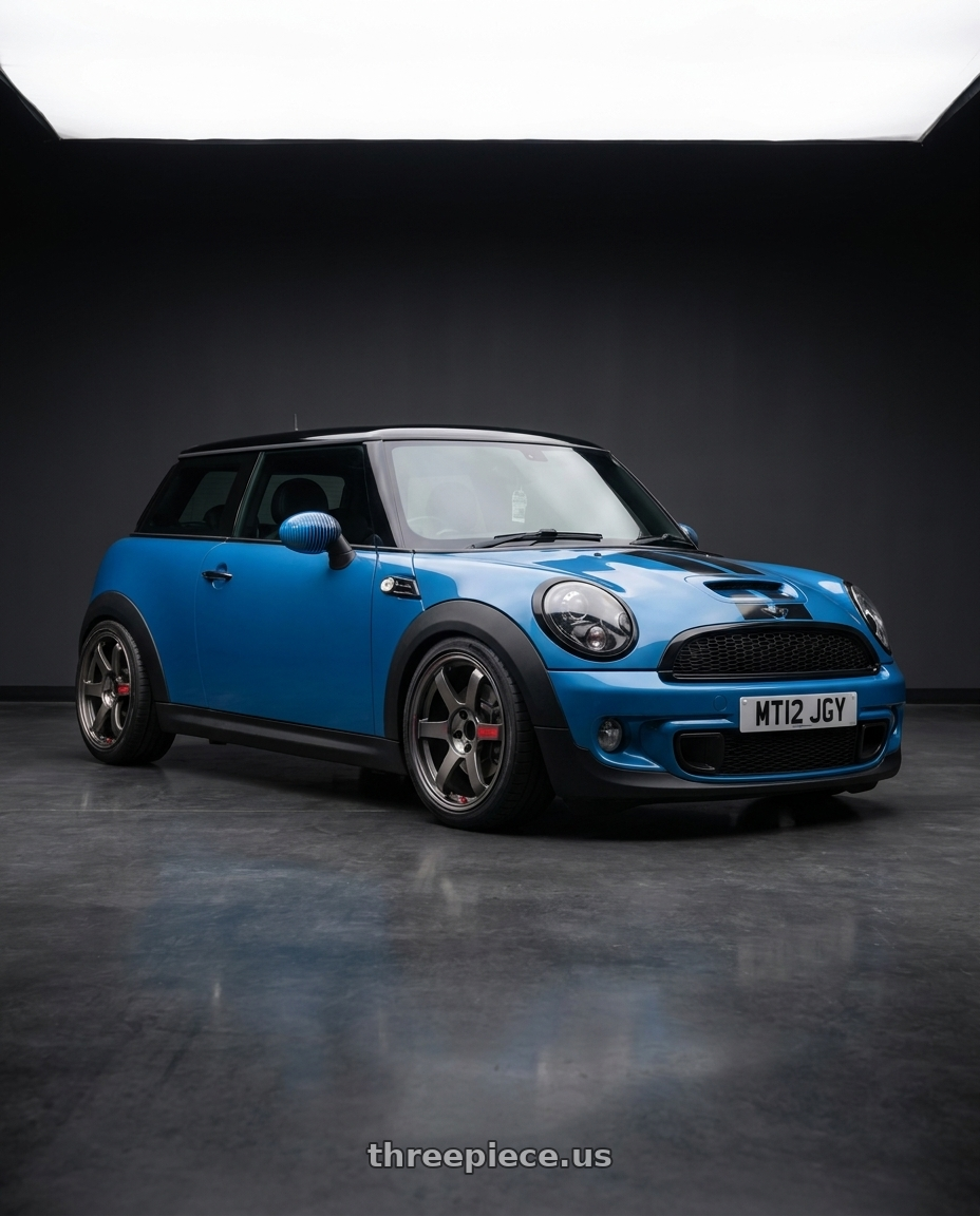 2012 mini cooper with Volk Racing TE37 Saga SL 5x114.3 18x8.5+45 Pressed Graphite wheels