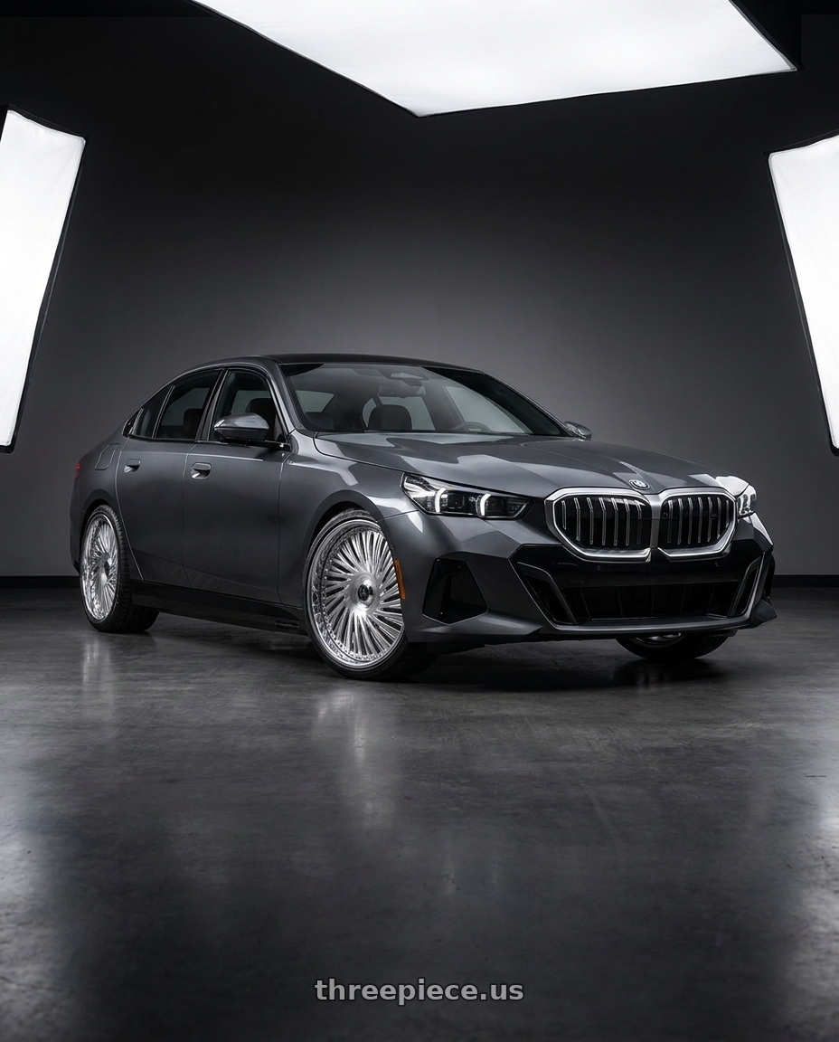 2024 bmw i5 e40 with Asanti Forged PRESTIGE 5x127 26x9 +5 Brushed Chrome wheels
