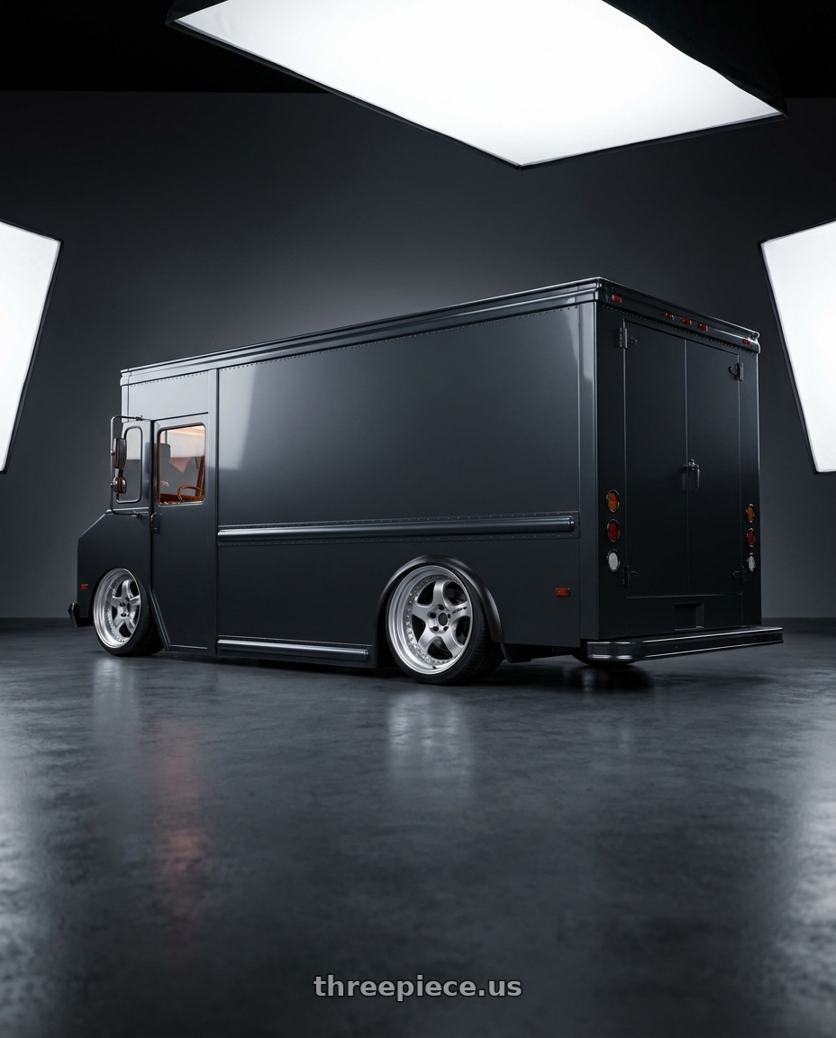 2026 Food Truck Extreme (The Rolling Italiano) with Work Meister S1 3P 5x114.3 19x10+10 O Disk Silver wheels rear three quarter view slight stretch tires