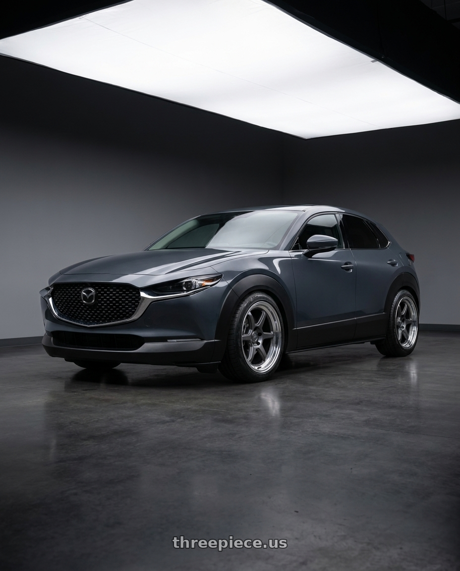 2026 mazda cx30 with Kansei K14G Roku 5x114.3 18x9.5 38 Grey and Machined Lip wheels